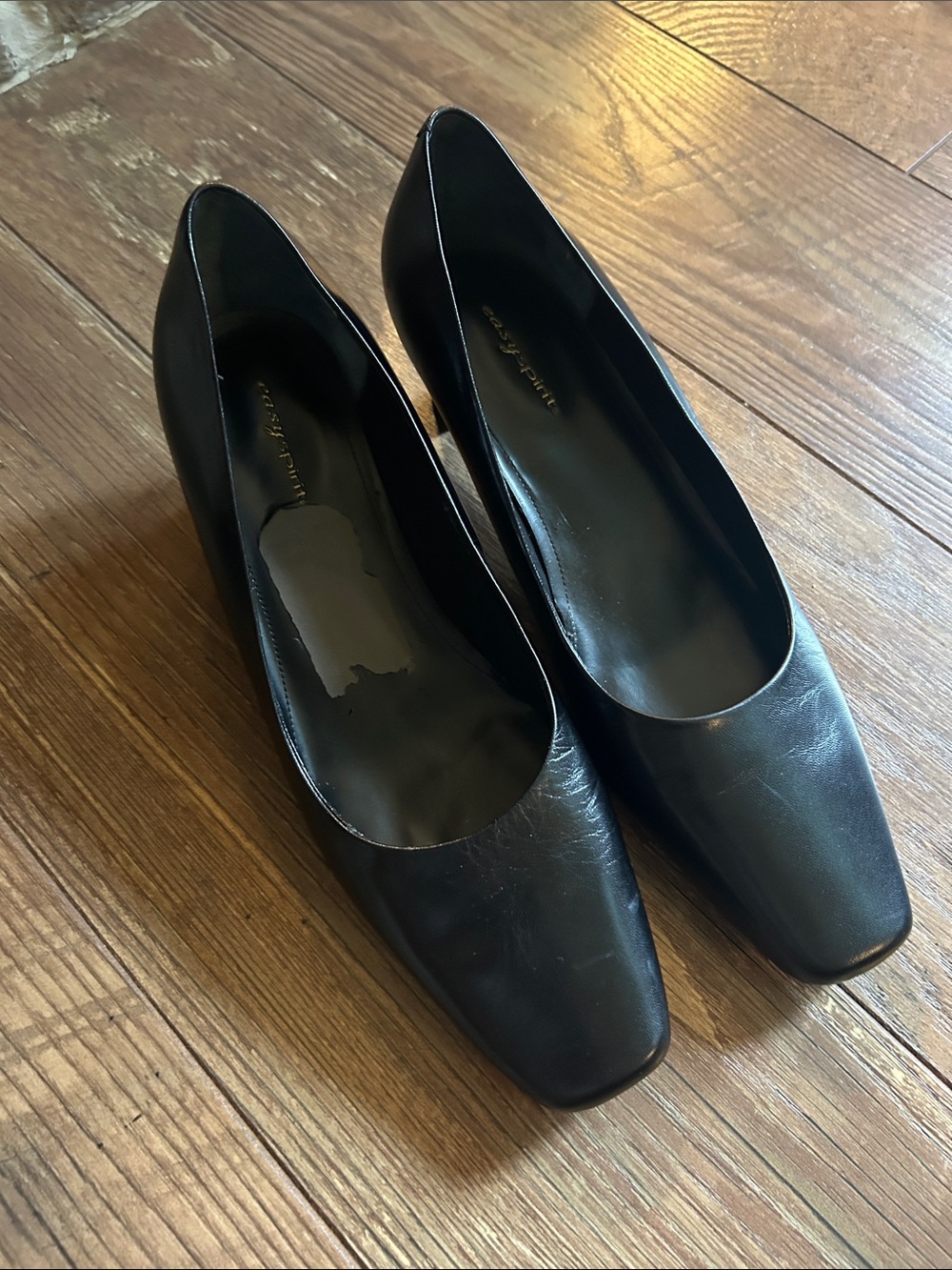 Easy Spirit Black Square-Toe Leather Pumps